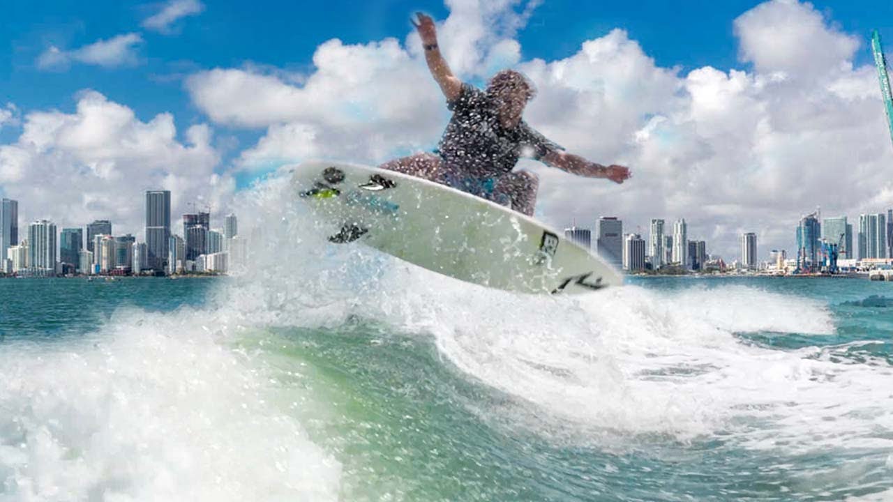 WAKE SURFING a 300,000 BOAT in MIAMI! YouTube