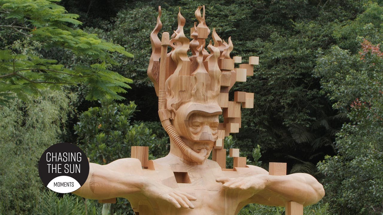 Pixelated wooden sculpture, in Taiwan with Han Hsu-Tung - YouTube