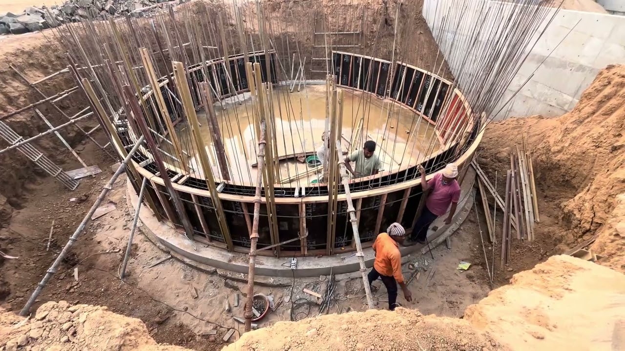 Buffer TANK  first lift wall shuttering work is progress