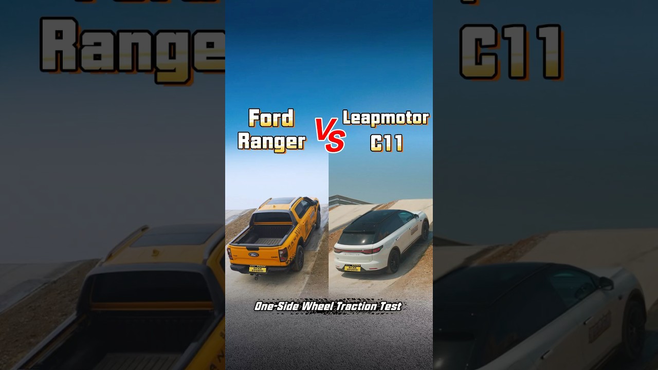 Ford Ranger vs Leapmotor C11 One-Side Wheel Traction Test 