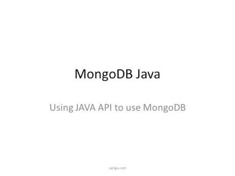 Mongo db Java tutorial  PPT05
