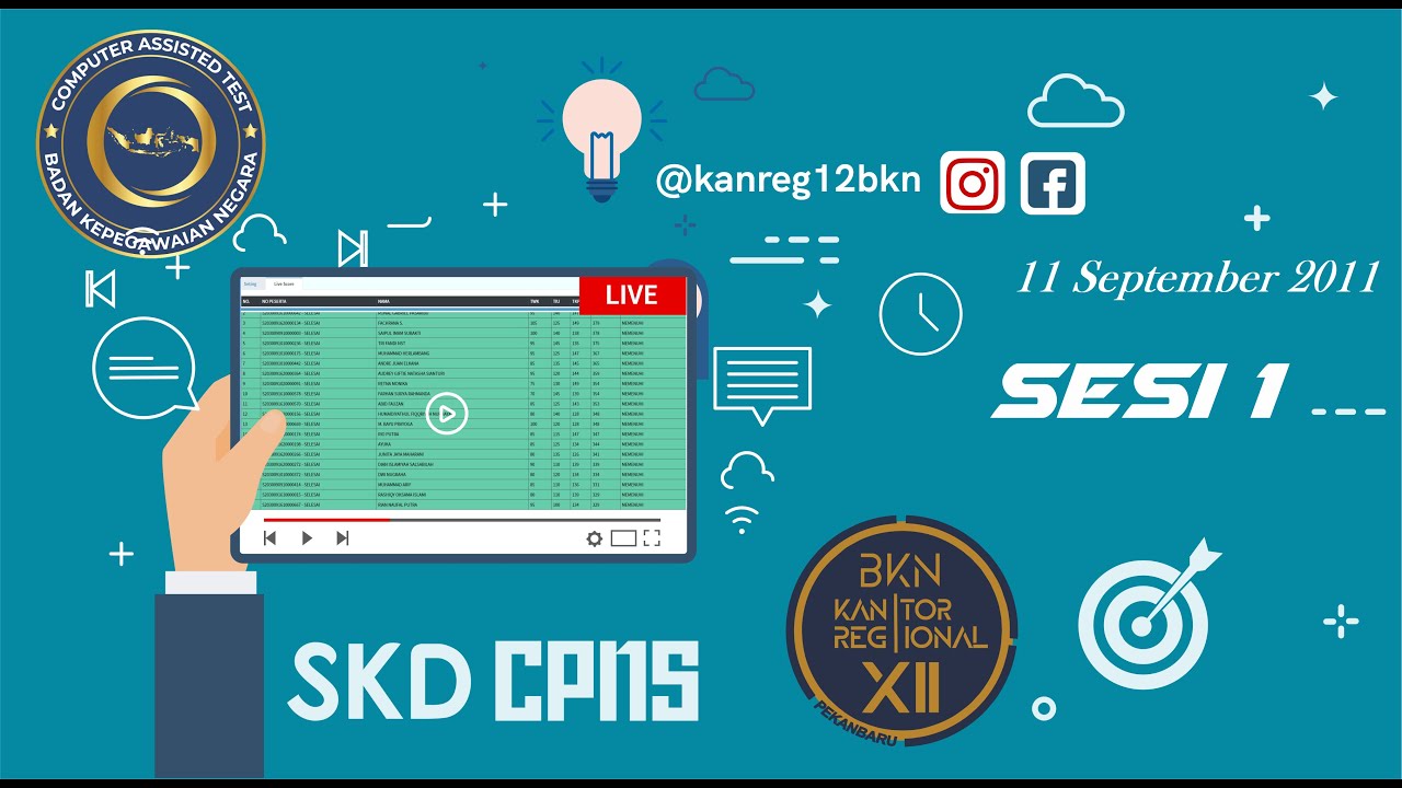 [LIVE]  11 September  2021 (Sesi 1) SCORE SKD di Tilok KANREG 12 BKN Pekanbaru