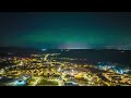 Northern Lights Aurora Borealis above Denny, Falkirk drone hyperlapse