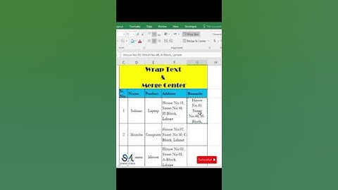 Wrap Text and Merge Center in #Excel Table #reels #tablelearningtrick #synergymtech