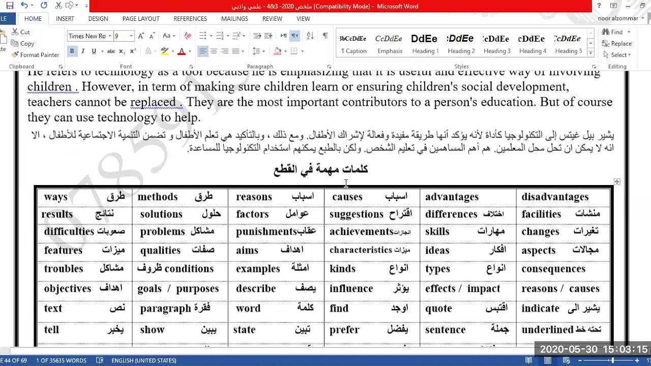 الحصة 20 (طريقة التعامل مع اسئلة الفقرات و التفكير الناقد )/  Critical Thinking صفحة 26