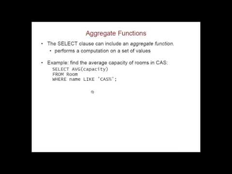 SQL: Removing Duplicates; Aggregate Functions