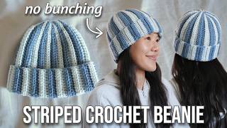 Crochet Striped Beanie Tutorial for Beginners