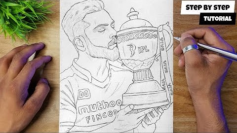 How To Draw Virat Kohli With IPL 2025 Trophy (Outline Tutorial) @AjArts03