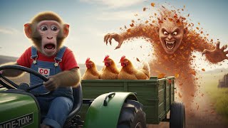 Monkey CO drives tractor to save pumpkin from falling haystack on Halloween 🐒🚜🎃 | CO RESCUE TEAM