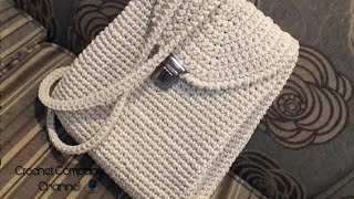 كروشيه شنطه ظهر بخيط المكرميه ( الجزء الثانى ) - ( How to Crochet Easy BackPack ( Part 2