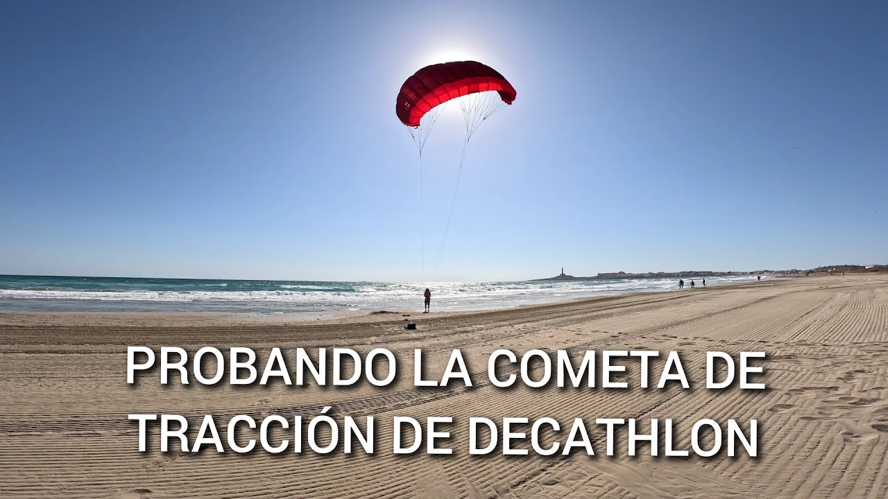 Probando la cometa de tracción de 2'5m2 de Decathlon