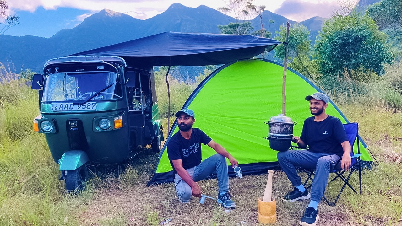 Tuk Tuk Camping in the Jungle | Making String Hoppers in wild