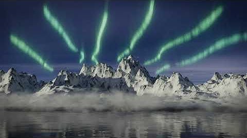 mountains and northern lights with blender
