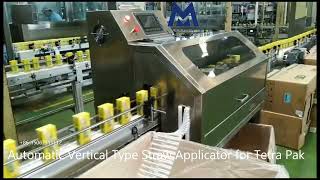 Automatic vertical type straw applicator for Milk Tetra Pak