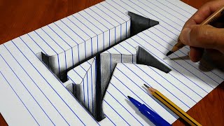 Drawing k Hole in Line Paper   3D Trick Art