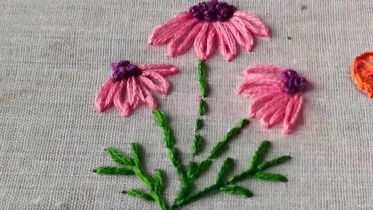 Hand Embroidery/Beautiful simple Easy flower Embroidery - YouTube