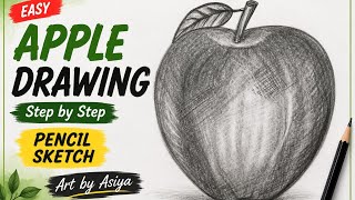 Easy Apple Drawing | Pencil Sketch Step by Step 🍎#drawing #Long @asiya artistry 
