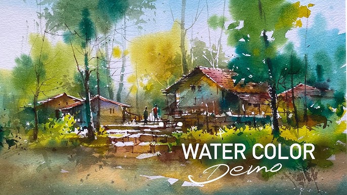 Simple water color landscape painting - light and shadow - By artist Sunil  Linus De - YouTube