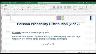 An example of using a Poisson Distribution in Excel.