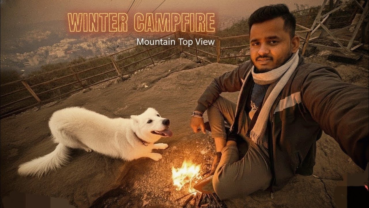 Thand Me Campfire 🔥 Mountain Top View | Dog Friend 🐕 | Winter Travel Vlog 