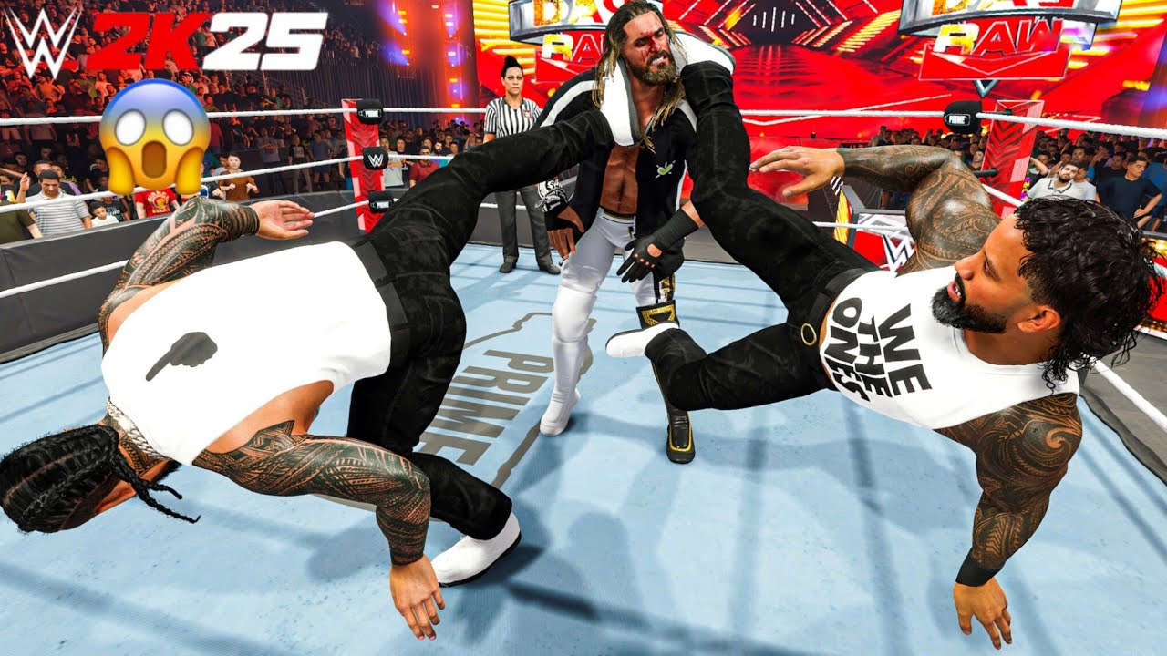 Jey Uso and Jimmy Uso Destroys Seth Rollins at Monday Night Raw | WWE 2K25 Gameplay