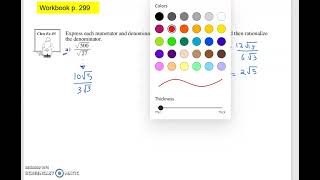 Math 20-2 U1 Dividing Radicals Pg 299 Ex 5,6 (NB)