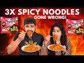 3x spicy noodles extreme challenge   gone wrong  she almost fainted 