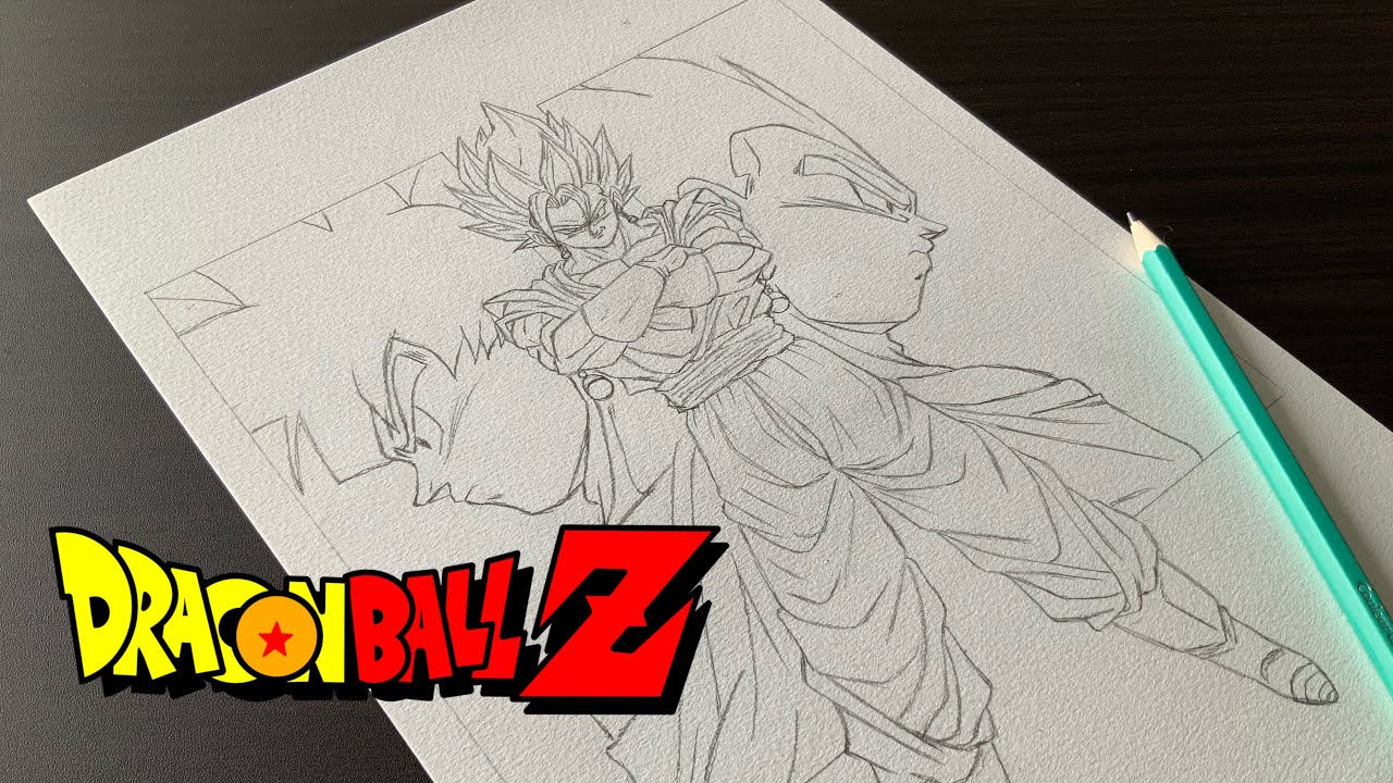 コメント用 ドラゴンボール】ベジットを(悟空とベジータも)描いてみた‼️線画編