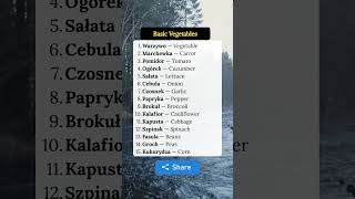 Basic Vegetable Phrases in Polish vs English...#polish #polishlanguage #languagelearning #language