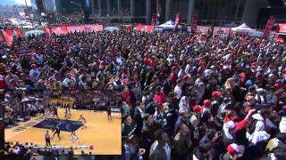 Raptors fans react to the wicked throwdown from terrence ross at maple
leaf square.