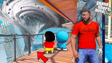 Franklin And Shinchan Escape From Biggest Tornado Storm In GTA 5! Telugu | #gta5