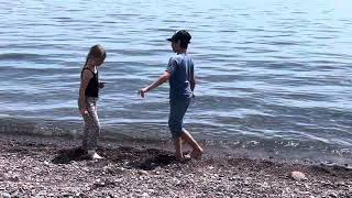 Skipping rocks on Lake Superior - July 8, 2023