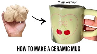 How to make a ceramic mug at home pt.1 ~ slab hand build, no pottery wheel ♡ Sweet Art Crafts