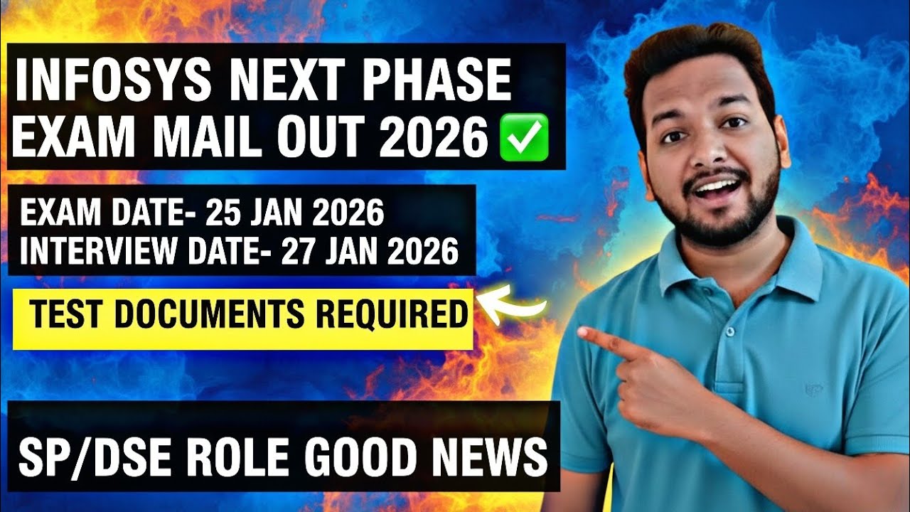 Infosys SP/DSE Exam Mail Out🔥| Next Phase Test Started | Mandatory Documents Info, Selection Process