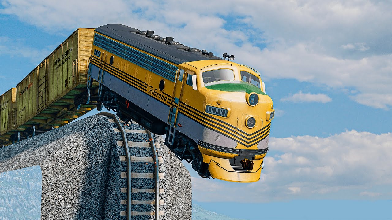 Incredible Train vs Broken Down Rails in the Open Ocean! Amazing Adventures In BeamNg.Drive
