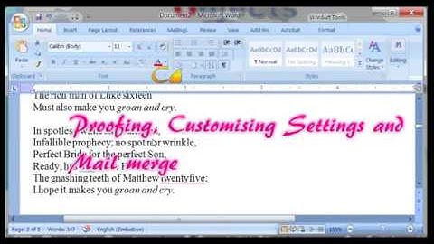 Proofing in Microsoft Word - Spellings & Grammar