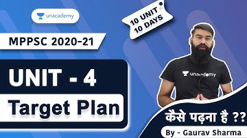 MPPSC 2020 - 10 UNIT - 10 DAYS  UNIT - 4 Target plan | Gaurav Sharma
