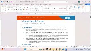 Illustrated Excel 2019 | Module 11: End of Module Project 1 Nimbus Health Center