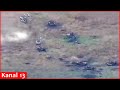 Remains of the destroyed convoy of Russian armored vehicles - drone image