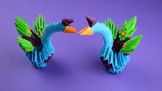 Cómo hacer que el pavo real de papel mini origami 3D. Tutorial de bricolaje Cómo hacer que el pavo real de papel mini origami 3D. Tutorial de bricolaje