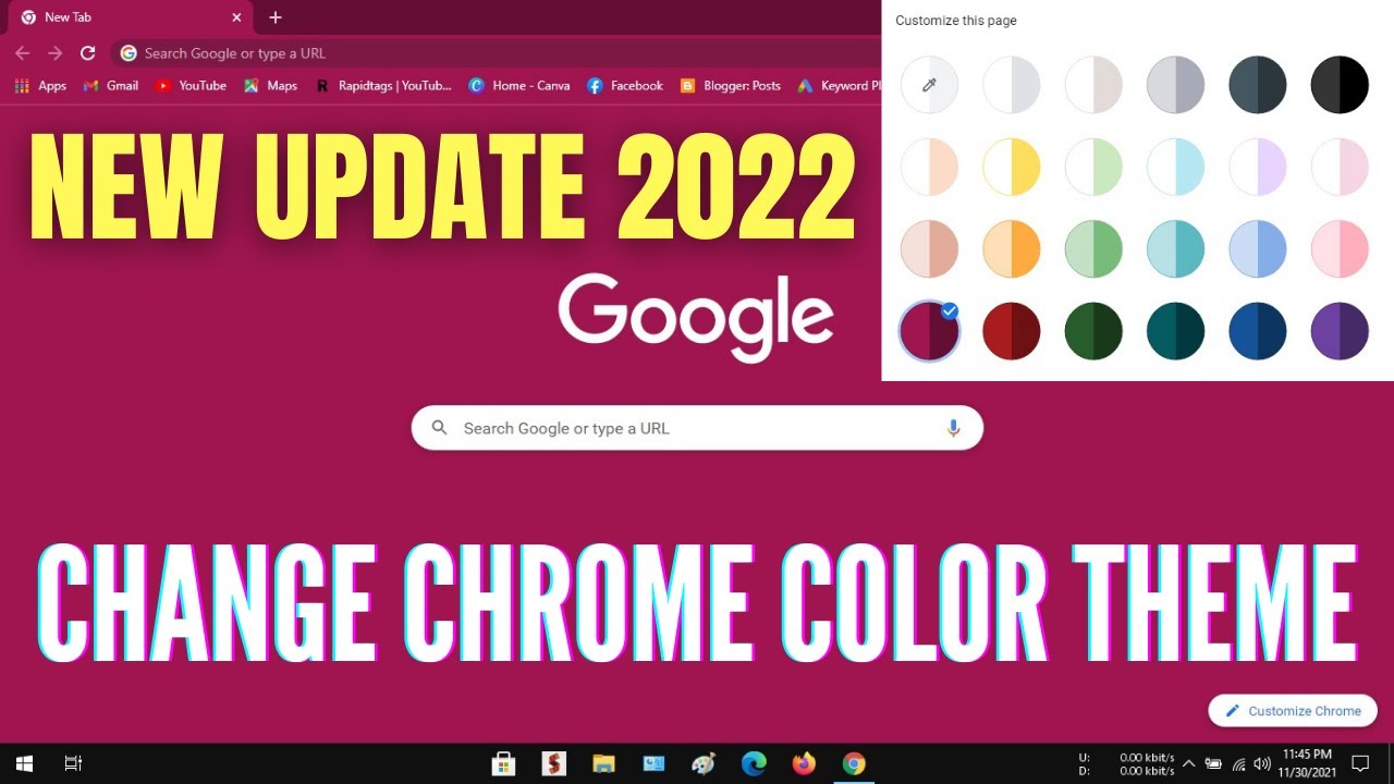 UPDATED] How To Change Google Chrome Color Theme 2022 | Change Chrome  Background Color Theme Easily - YouTube