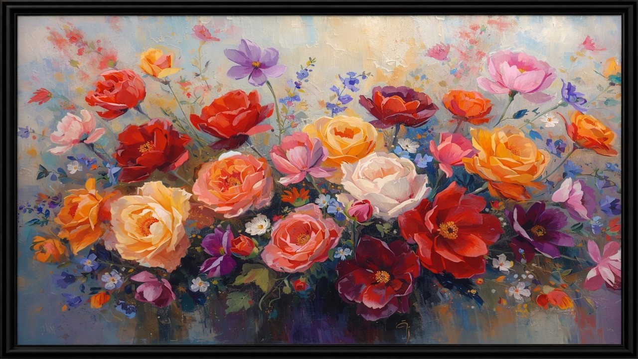 Elegant Colorful Floral Painting | Luxury Calm Wall Art for Relaxing Spaces (4K)