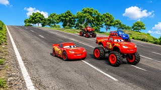🚗💥 Big & Small Lightning McQueen Race on Impossible Roads | BeamNG.drive screenshot 4