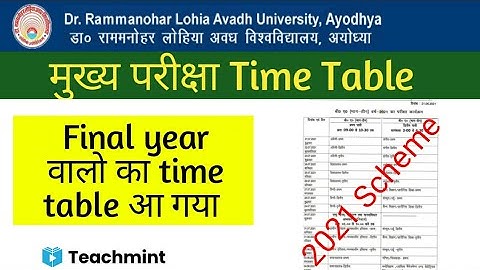 RMLAU MAIN EXAM TIME TABLE 2021 Awadh University UPDATE 2021  BA, BSC, BCOM, MA, MSC, MCOM Teachmint