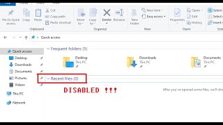 how to disable recent files from quick access | 1 min tutorial | windows 10