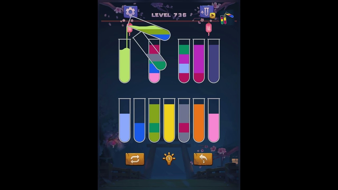 Sort water color puzzle leve 736 ios ipad iphone, apk android