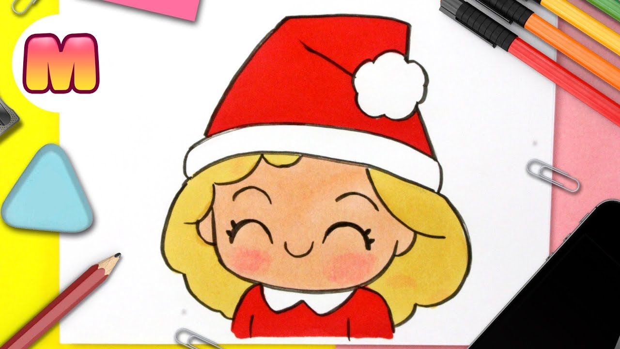 COMO DIBUJAR UN CHICA NAVIDEÑO KAWAII - dibujos de navidad kawaii -  Aprender a dibujar - YouTube