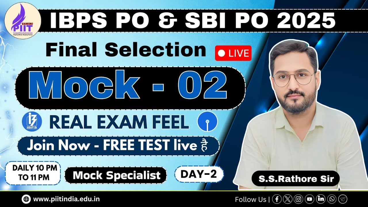 Ss Rathore MOCK SPECIALIST Part-2 | IBPS PO Special 2025 |By SS RATHORE SIR # ...