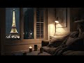 Rainy Eiffel Tower View from Paris Window at Night | Rain Sleep Sounds, Calm Ambiance, White Noise