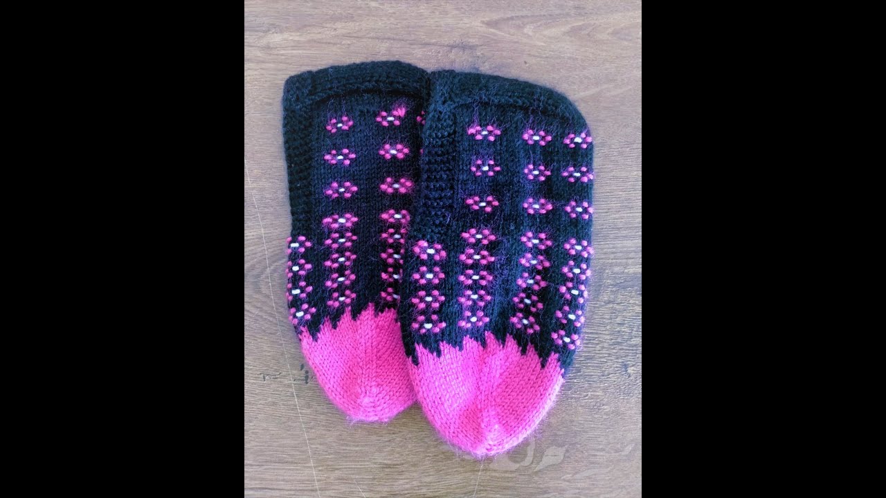 ÇİÇEKLİ BEŞ ŞİŞ PATİK MODELi- Dolama Tekniği/ Örgü Fikirlerim